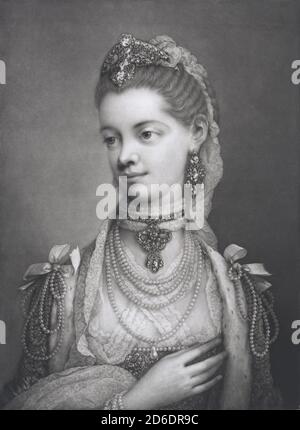 Ihre allerbeste Majestät Charlotte, Königin von Großbritannien, 1762. Stockfoto