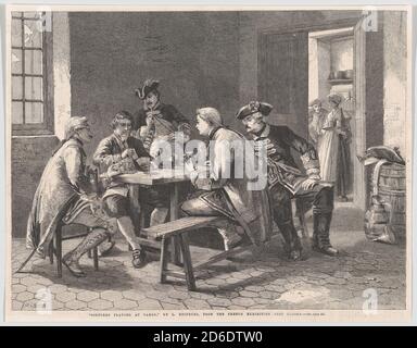 Soldiers Playing at Cards, aus "Illustrated London News", 4. Mai 1861. Stockfoto