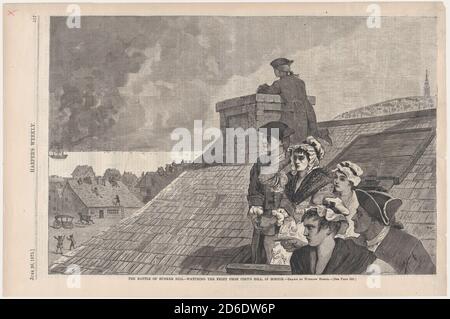 The Battle of Bunker Hill - Watching the Fight from Copp's Hill, in Boston (Harper's Weekly, Vol. XIX), 1875. Stockfoto