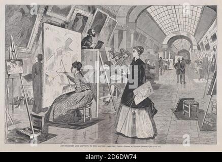 Kunststudenten und Kopisten in der Louvre Galerie, Paris (Harper's Weekly, Vol. XII), 11. Januar 1868. Stockfoto