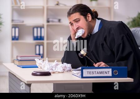 Junge Richter arbeiten im Gerichtsgebäude Stockfoto