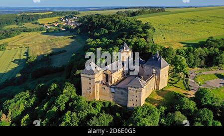 Chateau Malbrouck in Manderen, Moselle, Lothringen, Frankreich Stockfoto