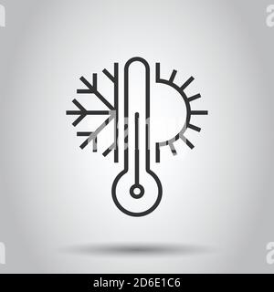 Klimareglersymbol in flacher Ausführung. Schneeflocke mit Sonnenvektor Illustration auf weißem isolierten Hintergrund. Wetterthermometer Geschäftskonzept. Stock Vektor