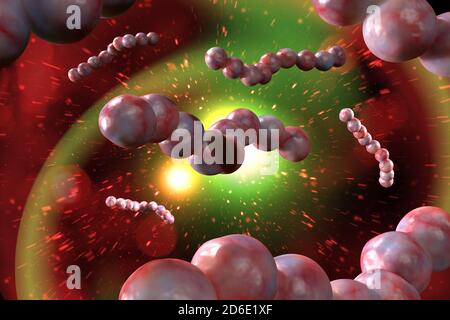 Streptokokkehle, auch bekannt als Streptococcus Pneumonie Bakterien im Mund 3D digitale Abbildung Stockfoto