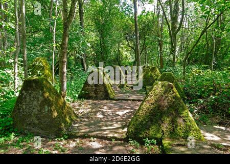 Höckerlinie, Panzerabwehr der ehemaligen Westwand bei Mettlach-Orscholz, Saargau, Saarland, Deutschland Stockfoto