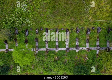 Höckerlinie, Panzerabwehr der ehemaligen Westwand bei Mettlach-Orscholz, Saargau, Saarland, Deutschland Stockfoto