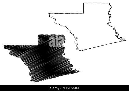 Grant County, Louisiana (US-County, Vereinigte Staaten von Amerika, USA, USA, US) Karte Vektor Illustration, scribble Skizze Grant Parish Karte Stock Vektor