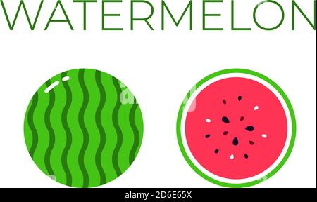 Vektor von Wassermelone und geschnitten Hälfte der Wassermelone auf weiß Hintergrund Stock Vektor