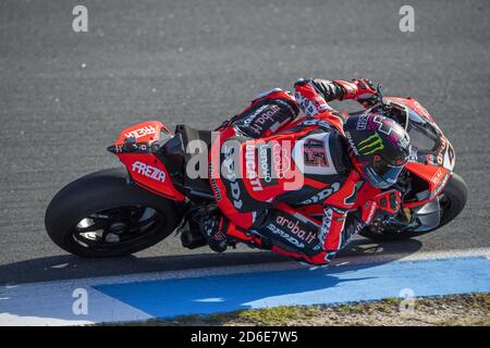 Estoril, Portugal, Italien. 16. Okt 2020. estoril, portugal, Italien, 16 Okt 2020, NÃ‚Â 45 Scott Redding GBR Ducati Panigale V4R ARUBA.IT Racing - Ducati während der 8. Runde Pirelli Estoril Runde 2020 - freies Training - World Superbike - SBK - Credit: LM/Otto Moretti Credit: Otto Moretti/LPS/ZUMA Wire/Alamy Live News Stockfoto