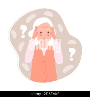 Alzheimer alter Mensch, neurologische Gesundheitsversorgung, Parkinson oder Demenz Metapher gezeigt. Internationaler Tag der Älteren Stock Vektor