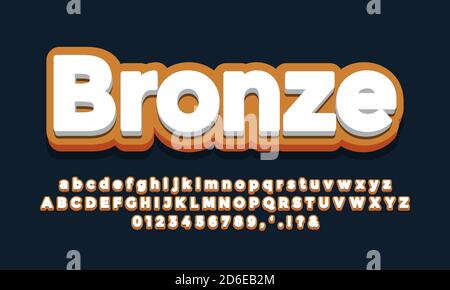 Bronze mit weißem 3d-Schrifteffekt oder Text-Effekt-Design Stock Vektor