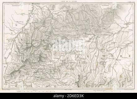 Antike 1859 gravierte französische Landkarte, Carte de la Souabe. Die Souabe (Schwaben) ist eine historische Region im Südwesten Deutschlands. QUELLE: ORIGINALGRAVUR Stockfoto