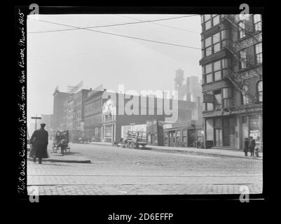 Blick auf die Westseite der Canal Street, südlich von der Van Buren Street, Chicago, Illinois, März 1915. Stockfoto