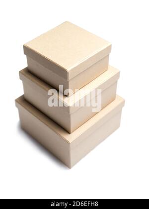 Drei Papierschachteln unterschiedlicher Größe Stockfoto