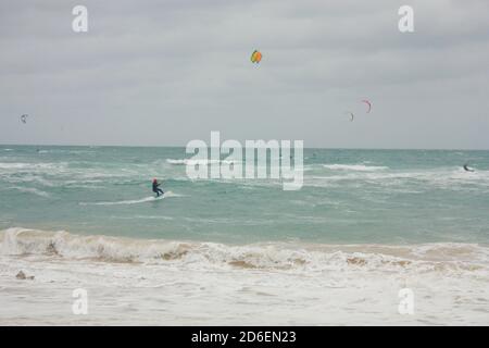 Kitesurfer in Kap Verde, Insel Sal Stockfoto