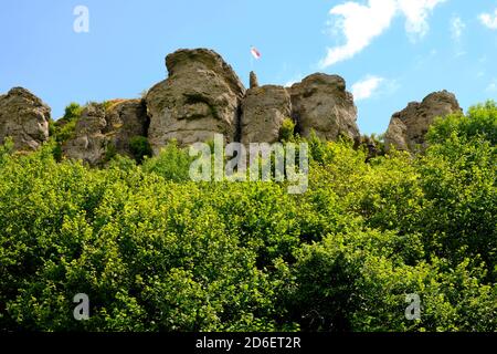 Der Staffelberg bei Bad Staffelstein, Bezirk Lichtenfels, Oberfranken, Franken, Bayern, Deutschland Stockfoto