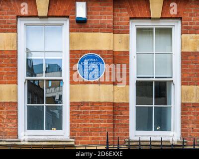 Thomas Rowlandson Blaue Plakette - 1757-1827 Künstler und Karikaturist lebte in einem Haus auf dieser Website - London County Council Blaue Plaketten. Stockfoto