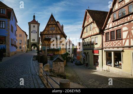 Sieberstor, Plönlein und Kobolzeller Tor, Rothenburg ob der Tauber, Franken, Bayern, Deutschland Stockfoto