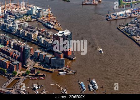 Elbphilharmonie und HafenCity von oben, Hamburg, Deutschland Stockfoto