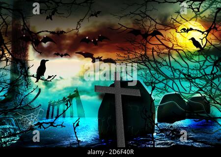 Halloween-Nacht-Szene Stockfoto