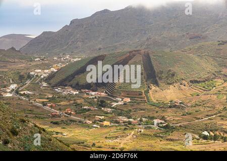 Schroffe Landschaft bei El Palmar im Teno-Gebirge, Teneriffa, Spanien Stockfoto