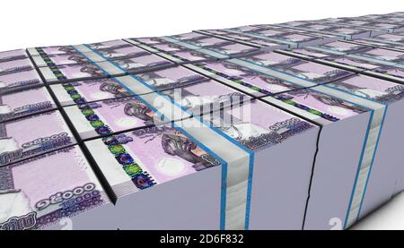 3D-Illustration von kambodschanischen riel Rechnungen stapelt Hintergrund Stockfoto