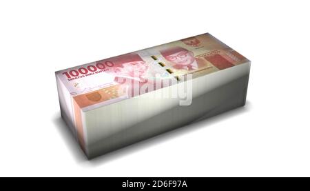 3D-Illustration von indonesischen Rupiah Rechnungen stapelt Hintergrund Stockfoto