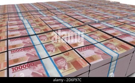 3D-Illustration von indonesischen Rupiah Rechnungen stapelt Hintergrund Stockfoto