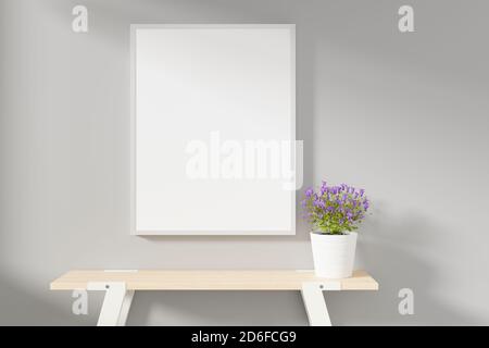 Foto- oder Posterrahmen-Modell geeignet für 8.5 x 11 Format. 3D-Rendering. Stockfoto