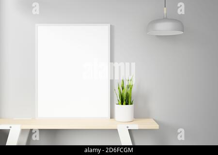 Foto- oder Posterrahmen-Modell geeignet für 8.5 x 11 Format. 3D-Rendering. Stockfoto