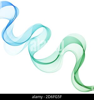 Blaue abstrakte Welle. Kurven auf weißem Hintergrund isoliert Stock Vektor