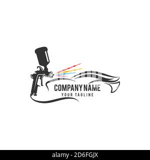 Auto Malerei Logo mit Spritzpistole und einzigartige bunte Fahrzeug Konzept.EPS 10 Stock Vektor