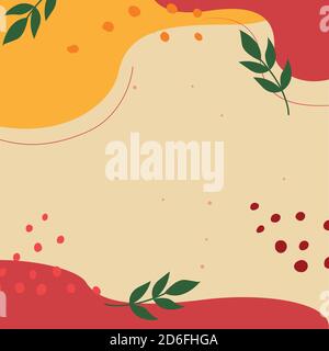 Herbst Design Hintergründe für Social Media Banner mit fluiden Wellenform. Quadratischer Hintergrund mit Herbstmotiv. Herbstblätter Muster Hintergrund Stock Vektor