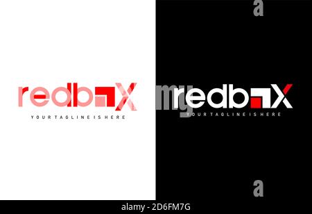 Red Box Logo, Red Box Logo Design, Wortmarke Logo Konzept mit zwei Variationen Farben und invert schwarz anwendbar für Unternehmen und Firmenmarke Symbole Stock Vektor