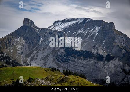 Wunderbarer Panoramablick über die Schweizer Alpen - Blick aus Schynige Platte Mountain Stockfoto