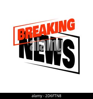 Breaking News minimalistisches Logo-Symbol für Nachrichten unterhaltsam Show-Zeichen Vektorgrafik Banner Stock Vektor