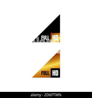 Full HD Logo Symbol 1080p Zeichen Zeichen Full High Definition Symbolvektor für Auflösung Stock Vektor