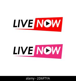 Live NOW Logo-Symbol für TV News unterhaltsame Show online zeichenbanner Vektorgrafik Stock Vektor