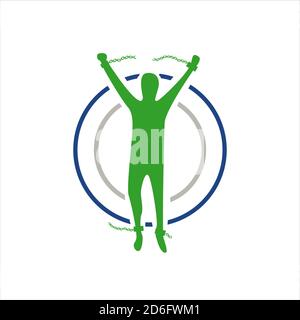 Mann fliegt mit seinen Flügeln Freiheit Logo Design Vektor Illustration Stock Vektor