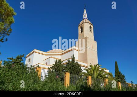 Kirche unserer Lieben Frau von Virtudes in Puebla de Cazalla, Provinz Sevilla. Andalusien, Spanien Stockfoto