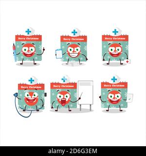 Arzt Beruf Emoticon mit 25. dezember Kalender Cartoon-Charakter Stock Vektor