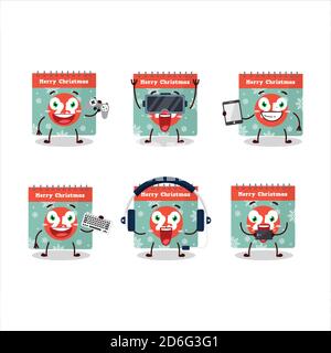 25. dezember Kalender Zeichentrickfigur sind Spiele mit verschiedenen spielen Niedliche Emoticons Stock Vektor