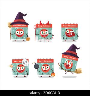 Halloween Ausdruck Emoticons mit Zeichentrickfigur des 25. dezember Kalender Stock Vektor