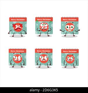 25. dezember Kalender Zeichentrickfigur mit Nope Ausdruck Stock Vektor