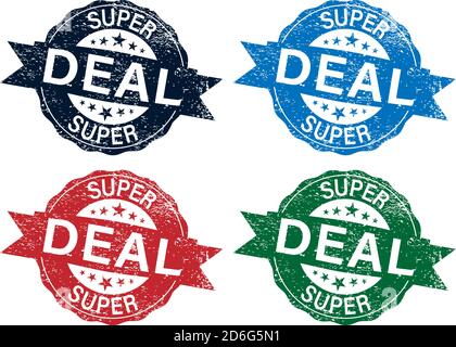 Super Deal Runde grungy Gummi Stempel Set Stock Vektor