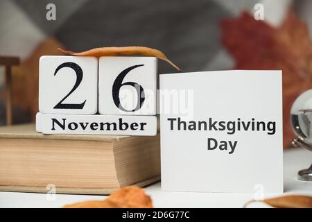 Thanksgiving Tag des Herbstmonats Kalender November. Stockfoto