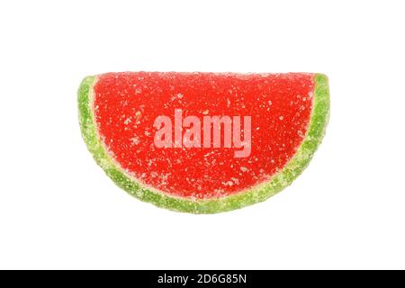 Farbige Scheibe Marmelade in Zucker isoliert auf weißem Hintergrund Stockfoto