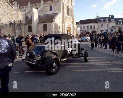 Ouistreham, Frankreich 26. September 2020 Normandie Beach Race zweite Auflage von Old Auto und Motorrad Rallyes am Strand, Präsentation der Fahrzeuge auf Th Stockfoto