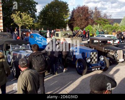 Ouistreham, Frankreich 26. September 2020 Normandie Beach Race zweite Auflage von Old Auto und Motorrad Rallyes am Strand, Präsentation der Fahrzeuge auf Th Stockfoto