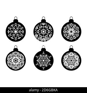 Weihnachtskugel Neujahr Kugel Winter Schneeball Ornamente New Years Clipart Schneeflocke Ball Silhouette. . Vektorgrafik Stock Vektor